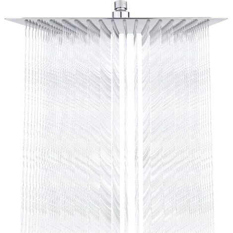 Stainless Steel Shower Head - Water Saving, 30cm Square Shower Head, Universal Rain Shower Head with 1/2 inch Thread, 360° Swivel, 30° Tilt, Easy to Install and Clean (1/5)