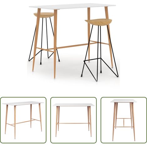 Tabouret de bar - Ensemble de bar 3 pcs Blanc (1/5)
