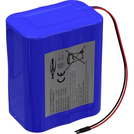 Pacco batteria 8x Ansmann 3S2P Akkupack 8x 18650 Kabel Li-Ion 10.8V 5200mAh Li-Ion 10.8 V 5200 mAh