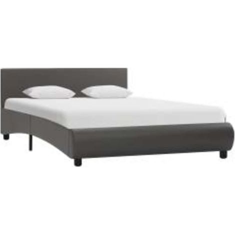 Maison Exclusive - Bettgestell mit LED Grau Kunstleder 140x200 cm (1/5)