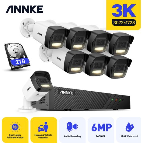 ANNKE 5MP Überwachungskamera Set PoE 8CH NVR 5MP Kamera Intelligentes Doppellicht Alarm Nachtsicht Sicherheitssystem 2TB (1/5)
