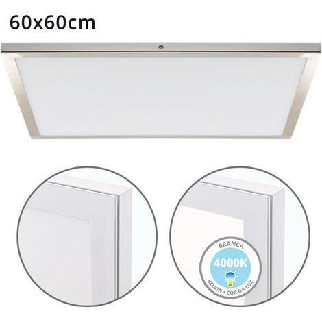 INTERLUSA Panel de superficie VOLTAIRE 60x60 48W LED 3840lm 4000K 120° C.60xL.60xA.2,3cm Niquel (1/3)
