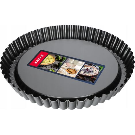 KADAX Molde para tartaletas, galvanizado y antiadherente, 3 tamaños, molde para tartas de frutas, redondo (diámetro 30 cm, negro) (1/5)