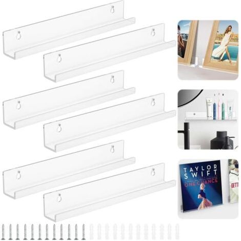 6 Supports de Disques en Acrylique Transparent, Étagère de Suspension, Affichage Mural pour Tableaux d'Enregistrement, Albums Photos (1/5)