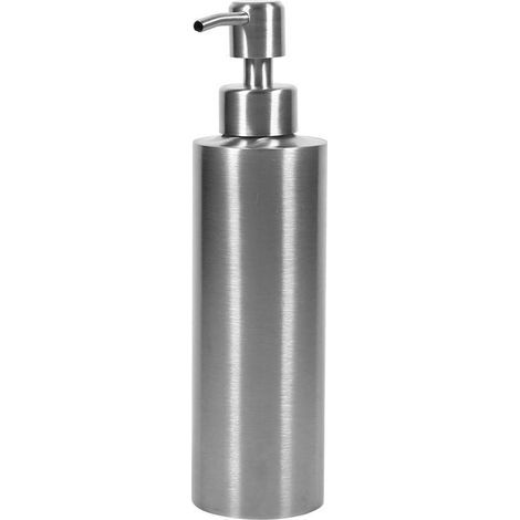 Distributeurs de Savon Lotion Liquide Acier Inoxydable 304 à Ressort Pompe Gel Douche Liquide Vaisselle Shampooing Huile 350ml pour Salle de Bain Cuisine Argent (1/5)
