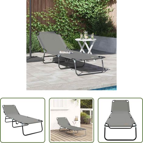 Sonnenliege Garten - Klappbare Sonnenliege Grau 188 x 57 x 86,5 cm Polyester (1/5)