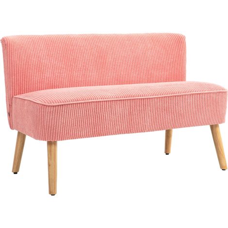 Canapé 2 places, design scandinave élégant, structure en bois massif, jusqu'à 150 kg, 117 x 56,5 x 77 cm, rose