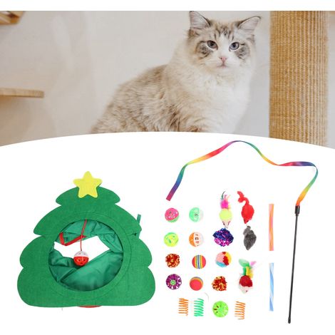 Jeu pour Chat Tunnel Pliable + 22 Jouets Interactifs Souris Balles Plume Polyester Coloré Résistant pour Chaton et Petit Animal (1/4)