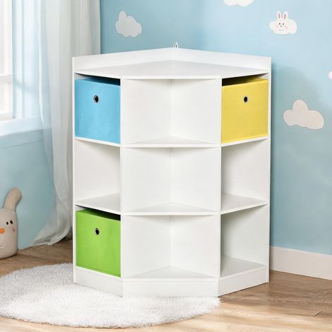 Étagère de rangement enfant 9 casiers avec 3 tiroirs MDF weiß (1/5)