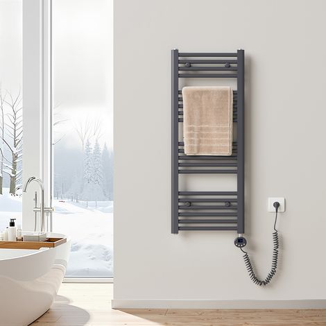 Heilmetz Elektrischer Handtuchwärmer mit WLAN-Heizstab 100 x 40 cm 300W Anthrazit Intelligenter Badheizkörper mit TUYA/Smart Life Smart Home Steuerung