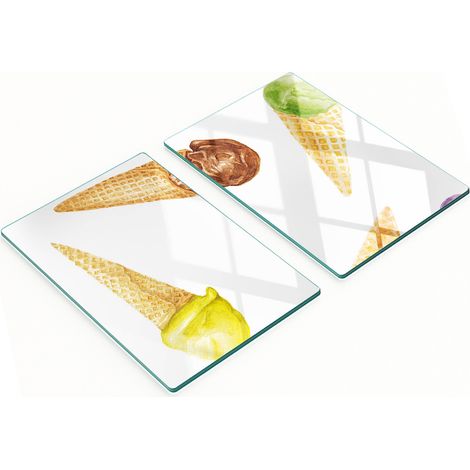 Set di taglieri da cucina in vetro temperato con grafica effetto ghiaccio, 2x40x52 cm (1/5)