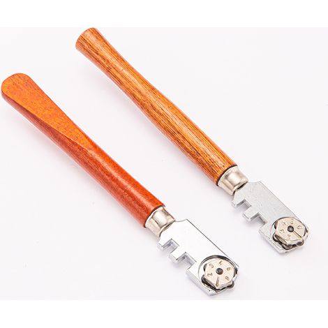 CSPARKV 2er-Pack professioneller 6-Rad-Glasschneider mit Wolframkarbid-Schneidrädern für 2–6 mm Schnitte auf Brillen, Spiegeln und Buntglas, ausgestatteter Holzgriff