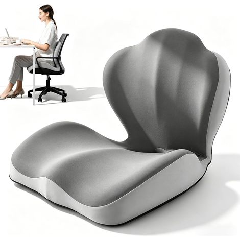 Coussin d'assise orthopédique pour voiture, avec soutien lombaire, coussin d'assise pour le dos et le coussin d'assise en mousse à mémoire de forme, avec découpe pour le coccyx, pour une (1/5)