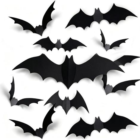 Halloween Deko Fledermäuse, 3D Fledermaus Aufkleber, Indoor Dekoration (1/5)