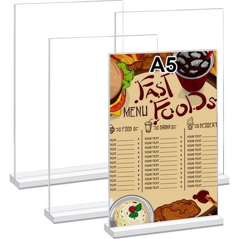 Set mit 4 transparenten Acryl-Aufstellern im A5-Format, Menükartenhalter, Postkartenhalter, Werbeaufsteller. (1/5)