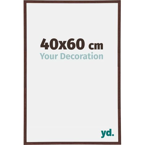 Cadre photo 40x60 cm brun en plastique – Plaque de verre résistante aux UV – Système anti-reflet – Format portrait/paysage (1/5)