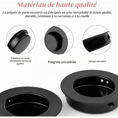 rondes poignées tirage encastrées poignées portes coulissantes cachées poignées tirage bouton encastré doigt tirage tiroirs armoires meubles noir (1/4)