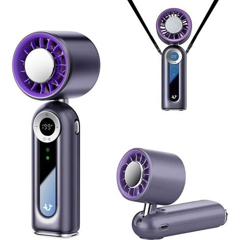 Ventilateur portable à main USB rechargeable 4000mAh, avec lampe de poche LED, petit ventilateur pour bureau intérieur et extérieur (1/5)
