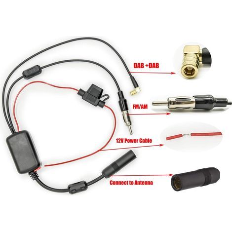 FM/AM DAB/DAB+ Autoantennensignalverstärker, SMB-Buchse auf DIN-Stecker Adapter, 12V Digitalradioantennensplitter. (1/5)