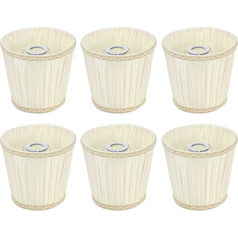 Lot de 6 abat-jour en tissu beige pour lustres et appliques murales E14 (1/5)