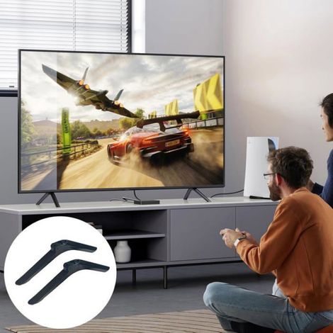 Support TV universel noir pour écrans plats 32 à 40 pouces, installation sans perçage, vis fournies incluses (1/5)
