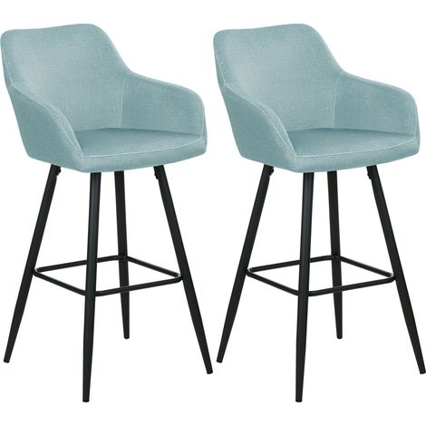 Set mit 2 Barstühlen CASMALIA Samtstoff Hellblau