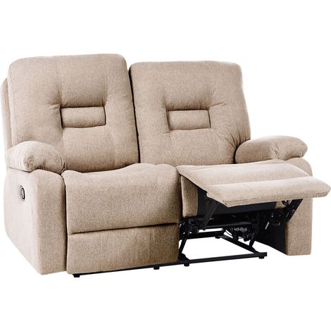 Manual Recliner Sofa 2 Seater BERGEN Fabric Beige