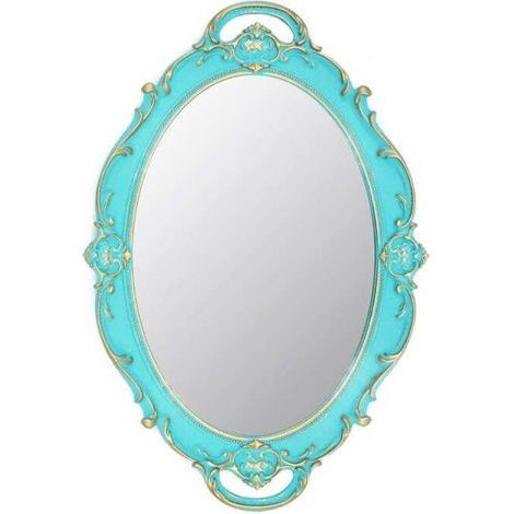 Specchio da parete ovale decorativo vintage 37 x 25 cm (blu) (1/5)