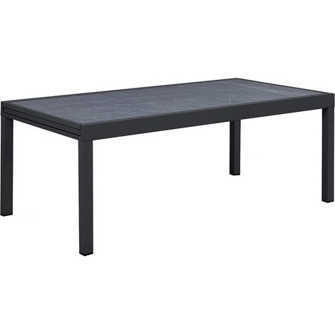 Habitat Et Jardin – Table de jardin extensible en aluminium noir – 200/320 x 105 x 76 cm – 8 à 12 places – Traitement anti-UV et anti-rouille (1/4)