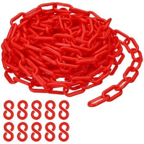 Maillons de chaîne en plastique rouge, 700 cm,6 mm, pour barrières, parkings, clôtures, portails et décoration (1/5)