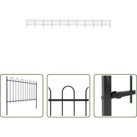 Clôture décorative -  Clôture de jardin avec arceau en acier 1781,5 x 120 cm Noir (1/5)