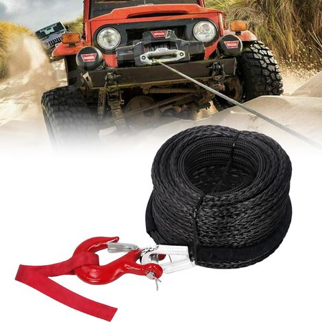 Corde à Treuil, 8mm X 15M, Corde de Remorquage Synthétique 12 Brins avec Gaine de Protection et Crochet Métallique, Compatible avec Camion, SUV, ATV, UTV, Force Traction Maximale 6000kg (1/5)