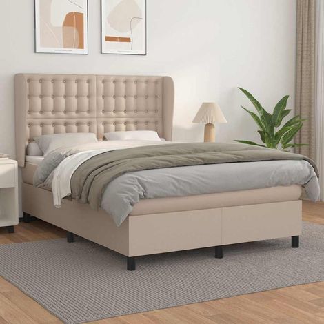vidaXL Sommier à lattes de lit avec matelas Cappuccino 140x190 cm (1/5)