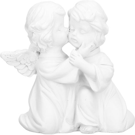Statue d'Ange en Résine Synthétique Blanche, Forme d'Étreinte, Décoration de Bureau (1/5)