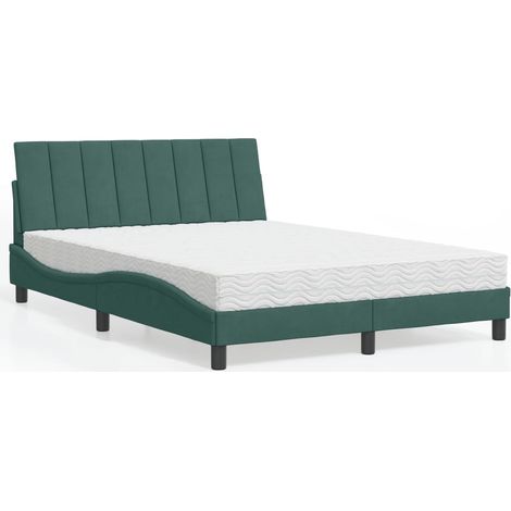 Cama con colchón Hanko terciopelo verde oscuro 140x200 cm vidaXL (1/5)