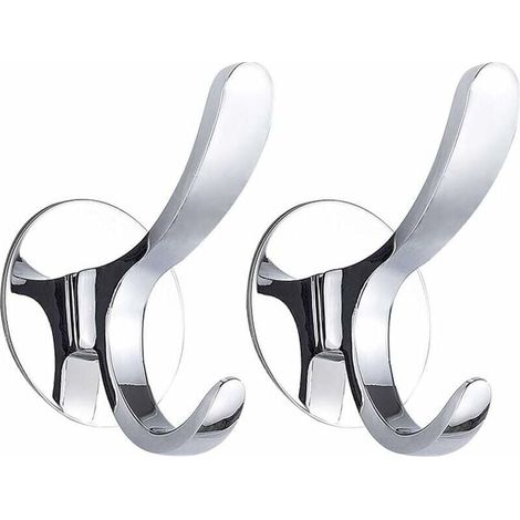 Wandhaken für Garderobe, Handtuch, polierter Edelstahl, für Mäntel, Bademäntel, Küchenhandtücher, sichere Wandmontage, silberfarben, 2er-Pack (1/4)