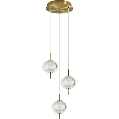 Lampadario CORADO Italux oro acrilico 3 luci LED 12W (1/3)