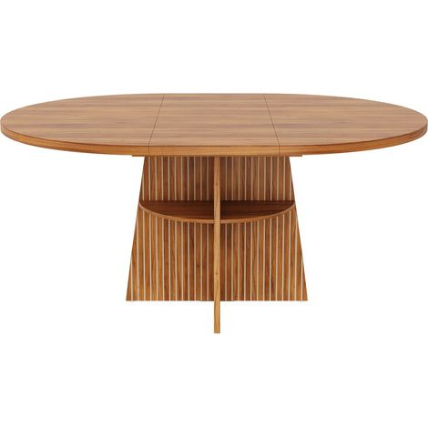 Table de cuisine 110-150 x 110 x 77 cm table extensible forme ronde format extensible 2 à 8 places gain de place plateau extensible (1/5)