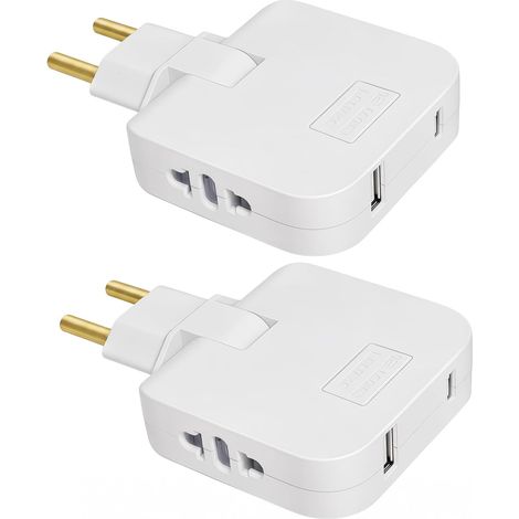 2PCS Multiprise Plate Derriere Meuble 220V USB Type-C Prise Pivotante 180° (1/5)