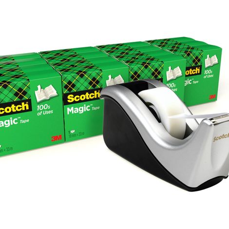Scotch Ruban Adhésif Magic 810 - 16 Rouleaux 19 Mm X 33 M + Distributeur - Transparent Mat Inscriptible (1/5)