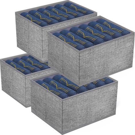 Grande boîte d'habillage, boîte de rangement pliable pour chambre à coucher, vêtements, penderie, t-shirts, pantalons, articles ménagers Spécifications : 402417cm (4 pièces, gris) (1/4)