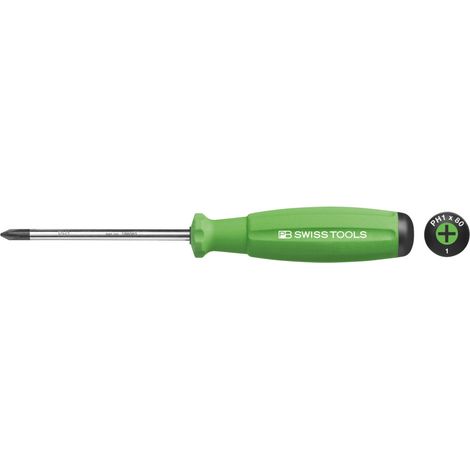 PB Swiss Tools Schraubendreher, für Phillips, mit 2K-SwissGrip-Heft, Kreuzschlitzgröße 1 (1/2)