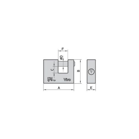LUCCHETTO RETTANGOLARE OTTONE mm.70 VIRO (1/2)