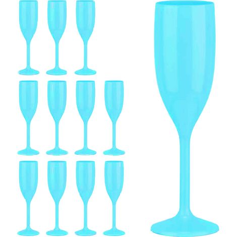 Relaxdays Bicchieri Flute di Plastica, Set da 12, Antiurto, Riutilizzabili, Senza BPA, Champagne e Spumante, V. Colori