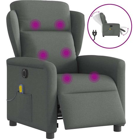 Massagesessel Elektrisch Dunkelgrau Stoff