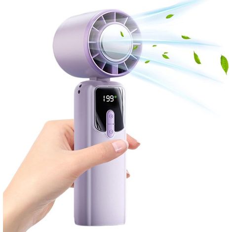 Ventilateur portable pliable avec turbine - Rechargeable, format de poche - Compact et idéal pour les déplacements - 1 pièce (violet) (1/5)