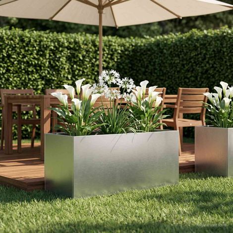 vidaXL Macetero de Jardín Plateado 80 x 40 x 40 cm Acero inoxidable (1/5)