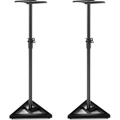 COSTWAY Soportes Ajustables para Altavoces de Estudio, Altura Regulable de 97 a 157 cm, Adhesivos Antideslizantes en la Base Triangular, Plataforma Cuadrada de 23 cm (1/5)