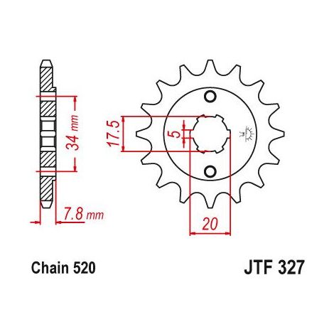 Pignon Honda - 520 - 14 Dents - Similaire JTF327 - Made in Germany