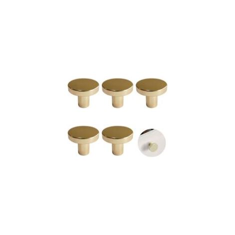 Set di 5 maniglie rotonde color oro, ideali per armadi e cassettiere, dal design elegante e moderno - Crezuo (1/4)
